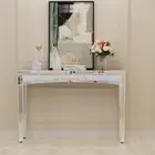 Fully Mirror Reflection Entrance Table Silver Console Display Table Vanity Table