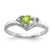 14k White Gold 4mm Heart Peridot AAA Diamond ring