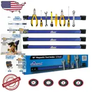 18 Inch Magnetic Wrench Rack - Compact Tool Storage 4 Pack in Stylish Blue