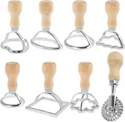 8Pcs Pasta Press Wheel,Pasta Maker Kit,Dumpling Cutter,Dumpling Mold,Manual Dumpling Maker,Dumpling Maker Kit,Ravioli Press Mold,Ravioli Stamp Maker Set for Home