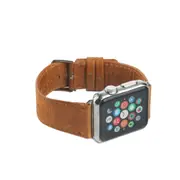 For Apple Watch Series 5,44-mm Case,Genuine Leather Oil Wax Rounded Strap,Brown