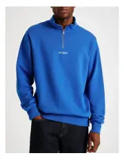 [Les Deux] Dexter Half Zip Sweat Top in Olympian Blue