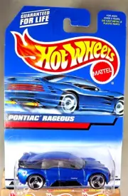 2000 Hot Wheels Mainline/Collector #119 PONTIAC RAGEOUS Blue Clear-Roof w/3 Sp