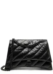 Balenciaga Crush Medium Quilted Leather Shoulder bag - Black ONE SIZE