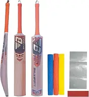 BHAJJI Kashmiri Willow Cricket BAT Elite Size-5, BHAJJI BAT Grip Rhino Set of 3 and BAT Care KIT Including Fibre Tape Along with Toe Guard, Assorted