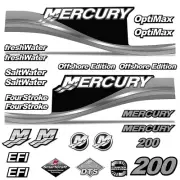 Mercury 200 Four 4 Stroke Decal Kit Outboard Engine Graphic Motor Merc SILVER