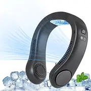 Yaberry Grove Neck Air Conditioner, 4.0Ah Portable Neck Fan with Semiconductor Cooling Airflow Bladeless USB Neck Fans, Turbo,LED Display, Personal Fan for Outdoor Travel Indoor (black)