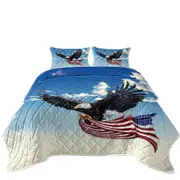 American Eagle Holding a USA Flag Coverlet