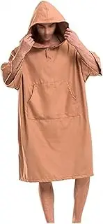 Outdoors Changing Robe Poncho Towel, Beach Towel Wrap Windproof and Warm Diving Bathrobe Quick-Drying Shawl Coffee Beach Bathrobe Sport Robe (Color : Brown, Size : One Size)