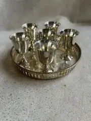 Vintage Silver Played Cordial Set 7 Pcs NOS