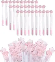 60 Pcs Pink Diamond Disposable Mascara Brushes Eyelash Spoolies Makeup Brush Mascara Wand in Sanitary Tube Lash Supplies