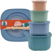 Cook Easy 4PCS Nesting Mixing Bowls Set with Lids, Square Deep Mixing Nesting Bowls, Versatile Plastic Meal Prep Bowls Set for Kitchen Mixing,Serving and Storage,Microwave & Freezer Safe (Square)
