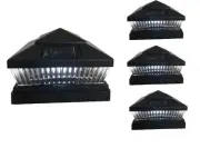 4 pcs 4x4 5x5 6x6 Black Garden Solar Fence Post Cap Light 5 LED Bulb 78Lumens