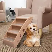 Folding Dog Stairs Brown 62x40x49.5 cm - Non-Skid Pet Steps with Safety Side Rails, Durable & Lightweight for Small Large Pets, Easy Foldable Design Supporting Up to 75 kg
