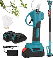 Cordless Electric Secateurs, Garden Pruning Shears with 2m Telescopic Rod, 4cm Cutting Diameter, 2 * 3000mAh Batteries, for Tree Branches & Flowering Bushes