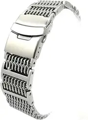 WOFASHPURET Elegant 22mm Silver Wrist Bracelet Strap Stainless Steel Shark Mesh Watch Band for Daily Wear