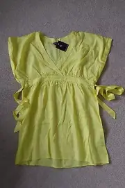 DOROTHY PERKINS YELLOW SEE THROUGH CROSS OVER TOP TIE BELT SIZE 16 BRAND NEW £25