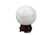 Large Howlite Crystal Gemstone Sphere Carved Crystal Ball Home Office Dask Decor