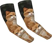 [FHEDVBN] Orange Cats Arm Sleeves Compression Arm Covers for Men Women Outdoor Sun Sleeves Cooling Sports Sleeve, Black