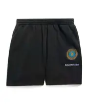 Balenciaga Logo Patch Elastic Waist Shorts M Black