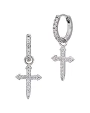 Savvy Cie 18K Over Silver Cross Dangle Earrings