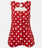 [Posse] Posse Lucille polka-dot linen vest UK 16 red
