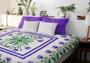 Purple Poppy Field Medallion FINISHED QUILT Queen size - Incredible Borders