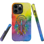 For iPhone 14 Pro Max Case Tough Protective Cover, Colourful Dreamcatcher