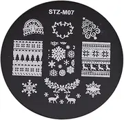 Nail Art Stamping Kit Christmas Theme 5pcs Round Seal Plates for Nail Art Stamping Manicure Set