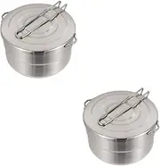 ibasenice 2pcs Camping Cookware Set Compact Picnic Pot Non-Stick Outdoor Cooking Pot for Travel