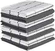 CWOQOCW 8 Pcs Absorbent Kitchen Towel Set,Tea Towel Dish Clean Cloth Soft Touch Bar Towels 30X30cm (Grey)