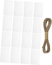 Operitacx 16pcs White Acrylic Basket Tags Hanging Basket Labels for Laundry Baskets Storage Bins Organizing String Included