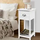 Bedroom Side Table Drawer Wooden Lamp Nightstand Retro Cabinet Furniture White