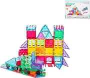 GEM Toys 120-Piece Magnetic Tiles Puzzle Set – Non-Toxic, Durable Construction Toys, STEM Educational Building Blocks with Storage Bag for Kids Ages 3+