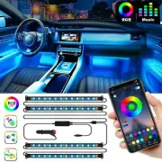 4in1 48 LED RGB Car Interior Atmosphere Light Strip Bluetooth APP Music Control
