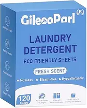Gileooparl Eco-friendly Laundry Detergent Sheets, 120 Loads, Nontoxic, Nonirritating, Hypoallergenic Eco-strips for Sensitive Skin, Fresh Linen Scent, Space Saving, Lightweight, Easy to Use and Carry