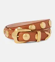 [Khaite] Khaite Benny studded leather belt Inch 27.5 brown
