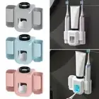 Double Hole Toothbrush Holder Wall Mount Toothpaste Squeezer Toothbrush Stand