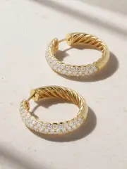 [David Yurman] David Yurman - Dy Mercer™ 18-karat Gold Diamond Hoop Earrings - One size One size Gold