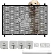 Mesh Pet Gate - Retractable Mesh Gate - Detachable Pet Fence Breathable Home Stair Door for Patios Porches Corridors Deck Hallways