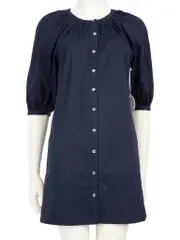 Navy Balloon Sleeve Dress