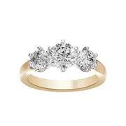 Three Stone Traditional Bridal Ring with 2.00ct of Laboratory Grown Diamonds in 18kt Yellow Gold