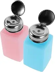 Mikinona 2pcs Static Solvent Pump Bottle Push-Type Alcohol Dispenser for Lab Industrial 200ml Refillable Compact