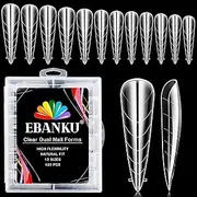 EBANKU Dual Nail Forms for Poly Extension Gel 120 PCS Structure Poly Nail Gel Stiletto Nail Tips for Builder Solid Glue Art Design Salon&DIY