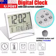Home Digital LCD Screen Travel Alarm Clock Desk Thermometer Timer Calendar