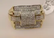 3.00CT Men Real Moissanite Engagement Pinky Ring 14k Yellow Gold Plated