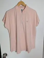 NWT WOMEN'S FOOTJOY PEACH JERSEY POLO, SIZE: XL, COLOR: BLUSH/WHITE (J524)