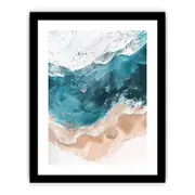 Teal Ocean waves Framed print Art Poster