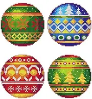 Counted Cross-Stitch Kit on Plastic Canvas with Christmas Ornaments. Fascinating Chart 3.74x3.94 inches 139CS. Marvelous for Embroidery & Needlework Amateurs
