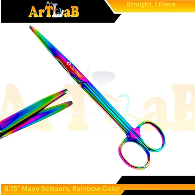 Straight Tipped Mayo Scissors 6.75" (17.14cm), Blunt/Blunt, Rainbow Titanium 1x